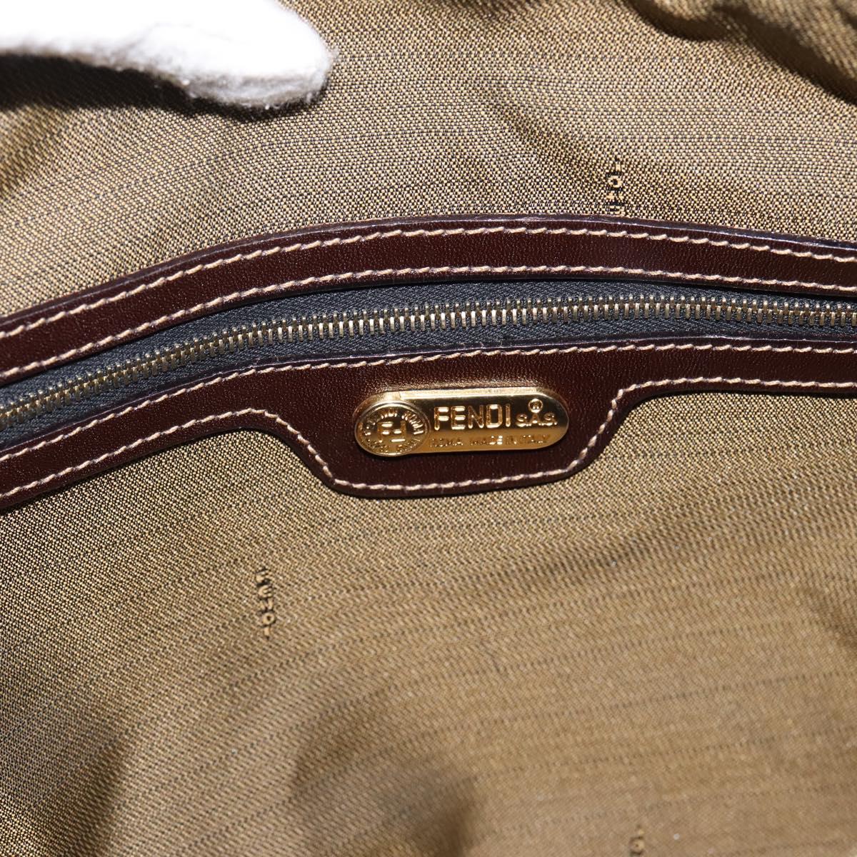 FENDI Zucca Canvas Hand Bag 2way Brown Gold Auth 202934
