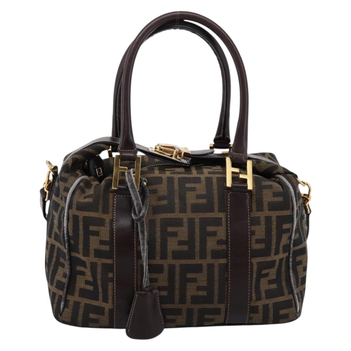 FENDI Zucca Canvas Hand Bag 2way Brown Gold Auth 202934