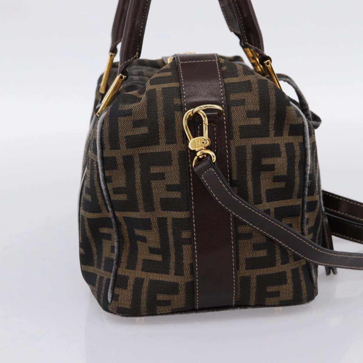 FENDI Zucca Canvas Hand Bag 2way Brown Gold Auth 202934