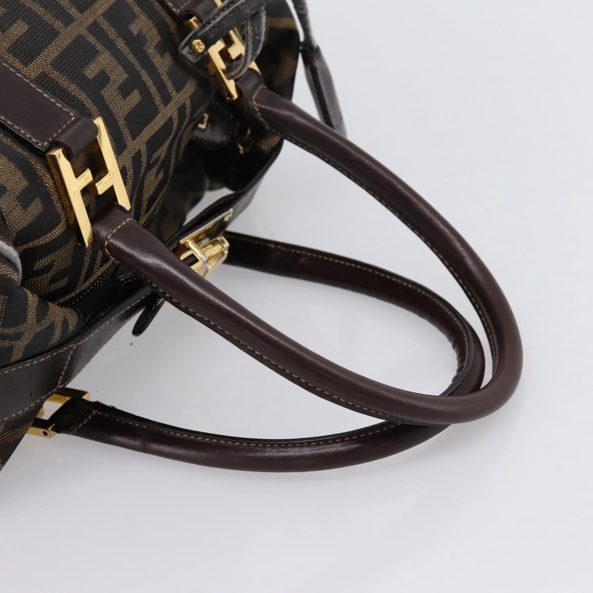 FENDI Zucca Canvas Hand Bag 2way Brown Gold Auth 202934