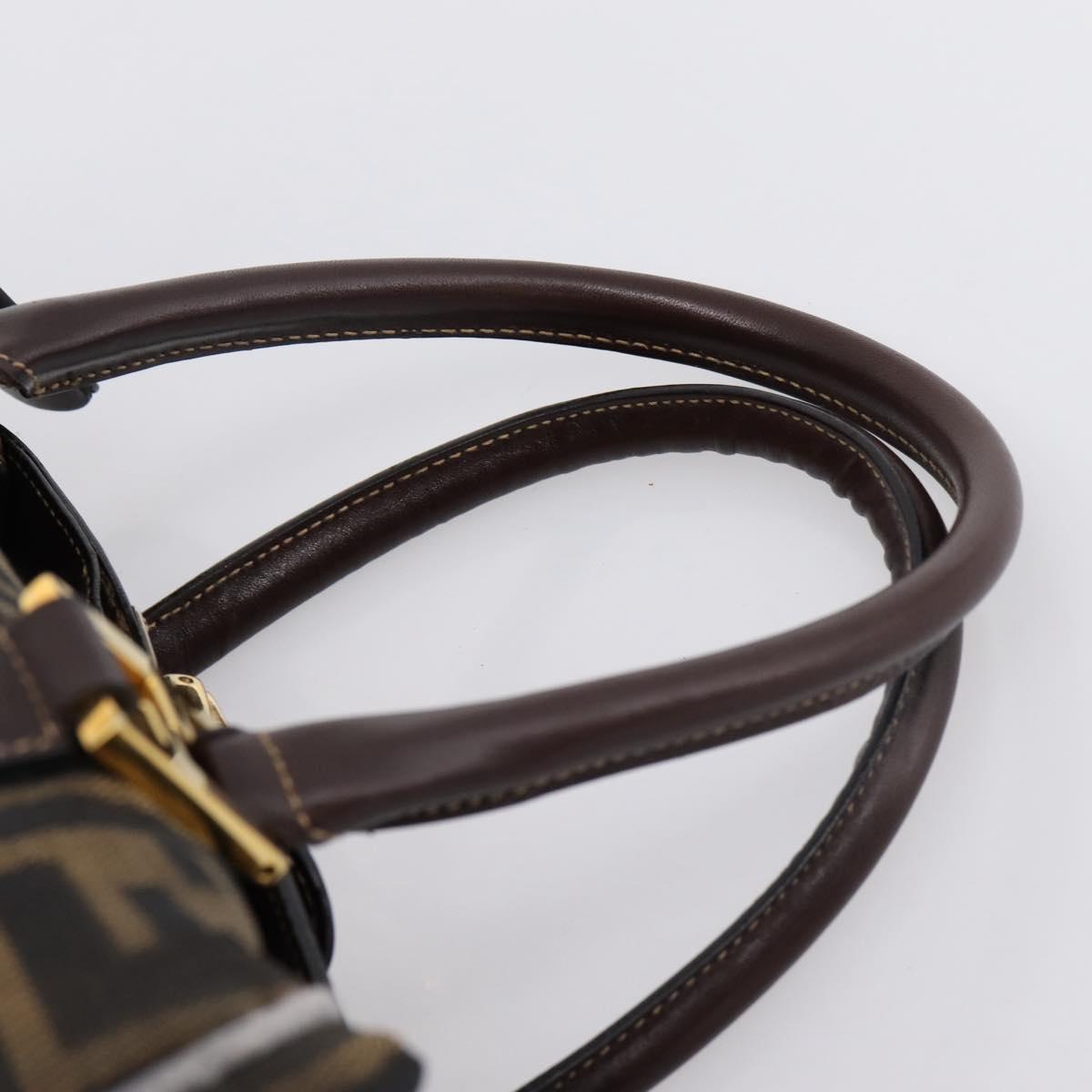 FENDI Zucca Canvas Hand Bag 2way Brown Gold Auth 202934