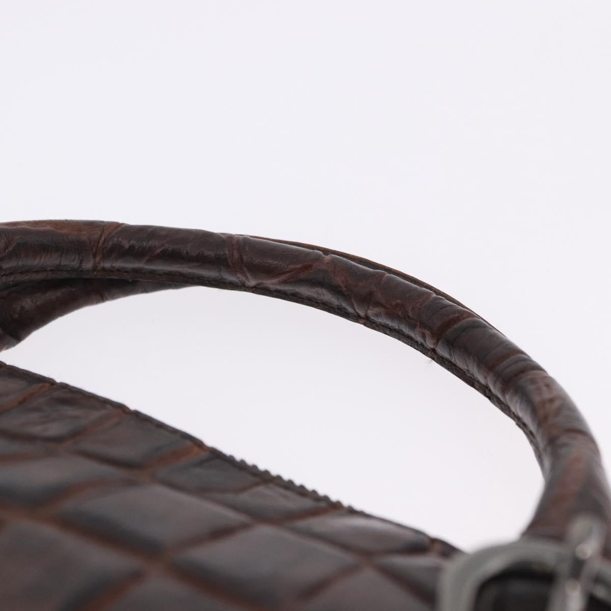 Miu Miu Hand Bag Leather Croco Embossed Brown Auth 202935V