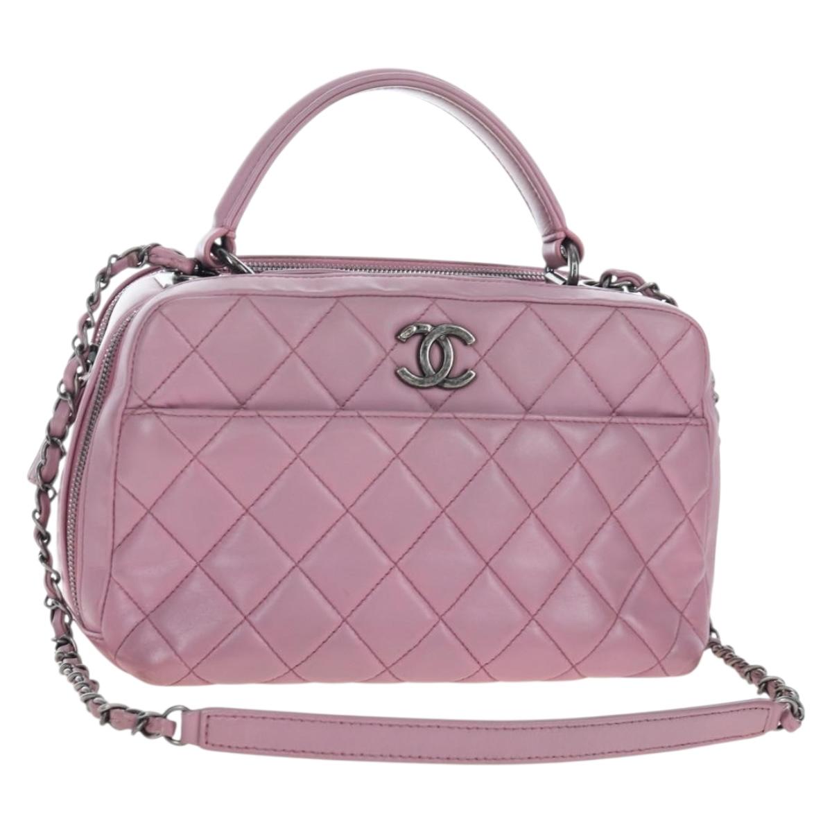 CHANEL Trendy CC Matelasse Chain Bag Lamb Skin 2way Pink CC Auth 202938SAM