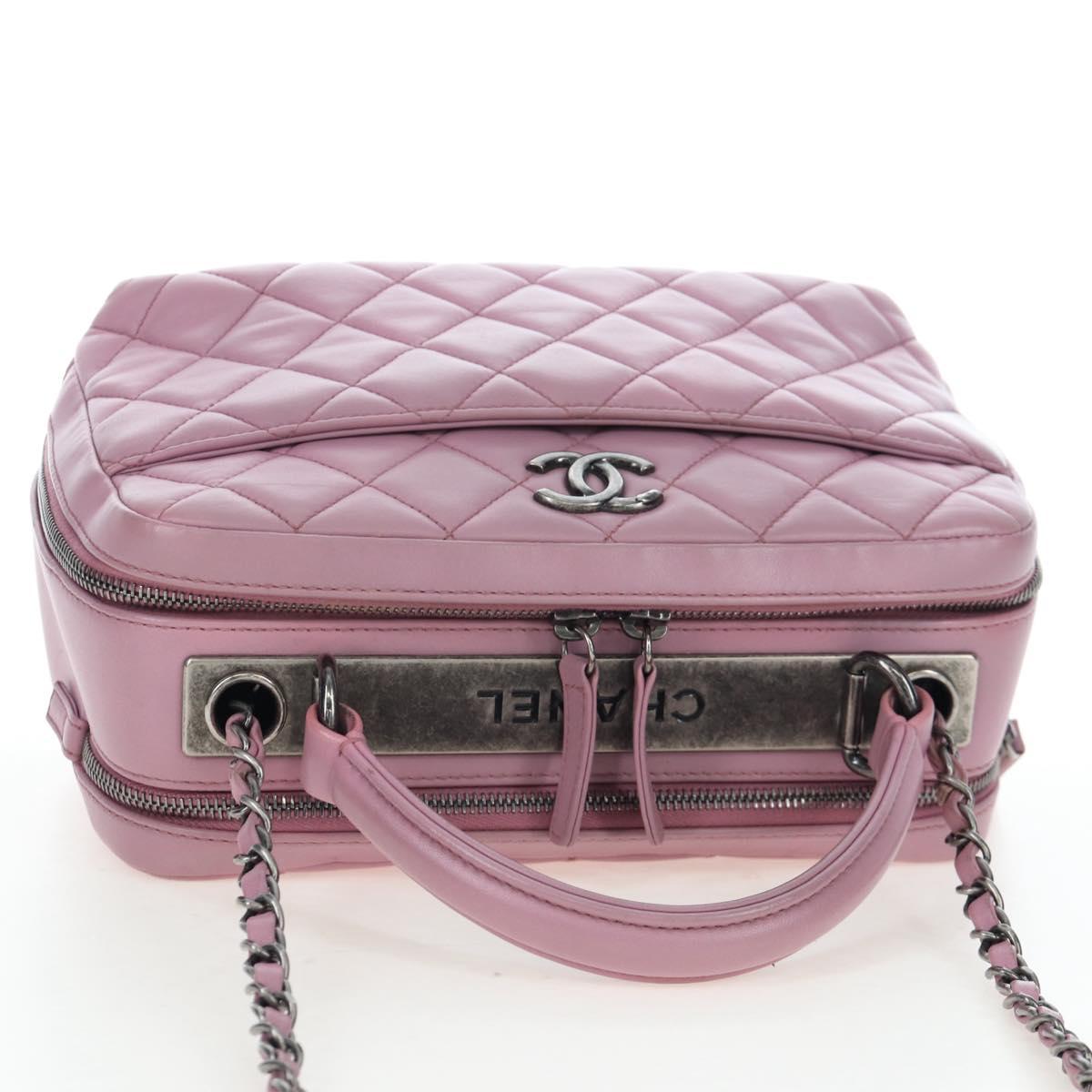 CHANEL Trendy CC Matelasse Chain Bag Lamb Skin 2way Pink CC Auth 202938SAM