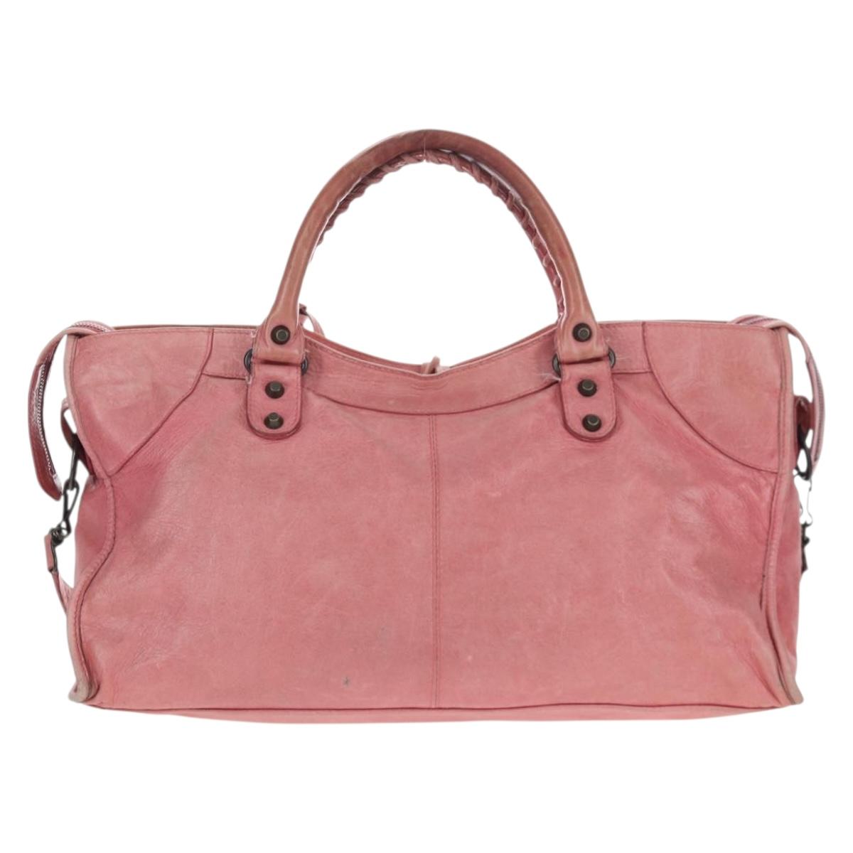 BALENCIAGA The Part Time Hand Bag Leather 2way Pink 168028 Auth 202939V
