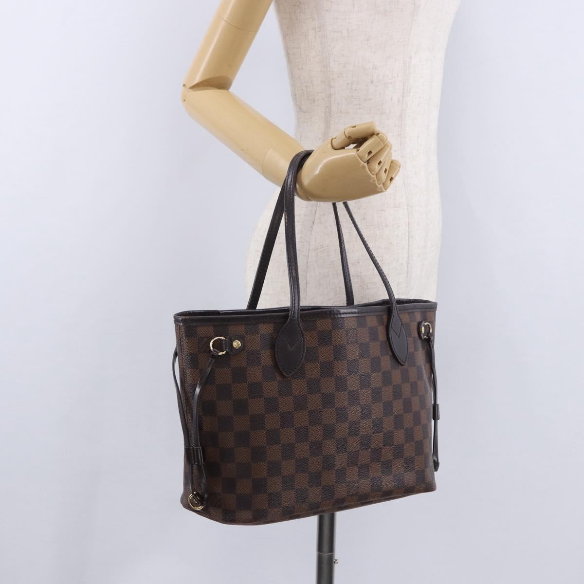 LOUIS VUITTON Damier Ebene Neverfull PM Tote Bag N51109 LV Auth 202940A