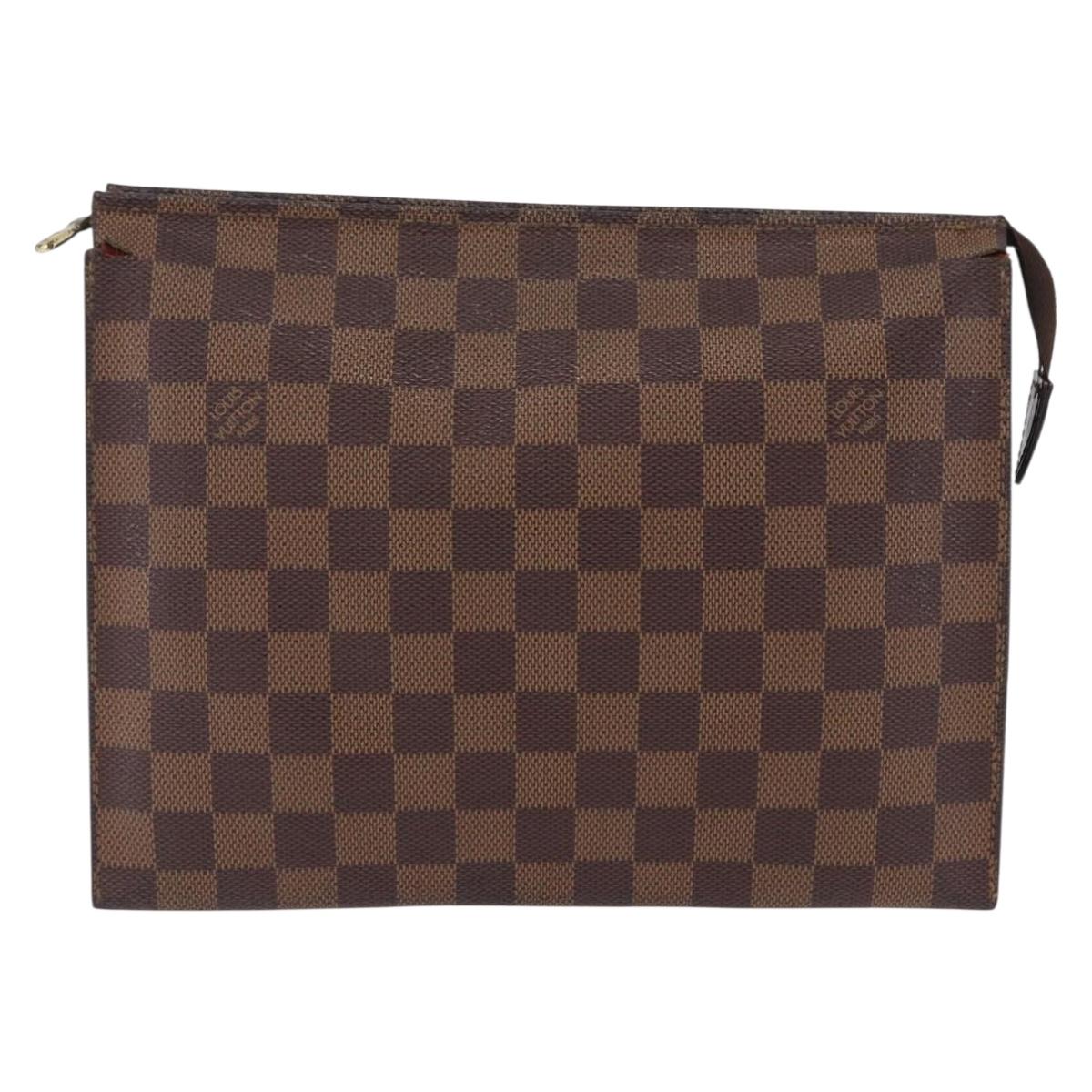 LOUIS VUITTON Damier Ebene Poche Toilette 26 Pouch N47543 LV Auth 202941