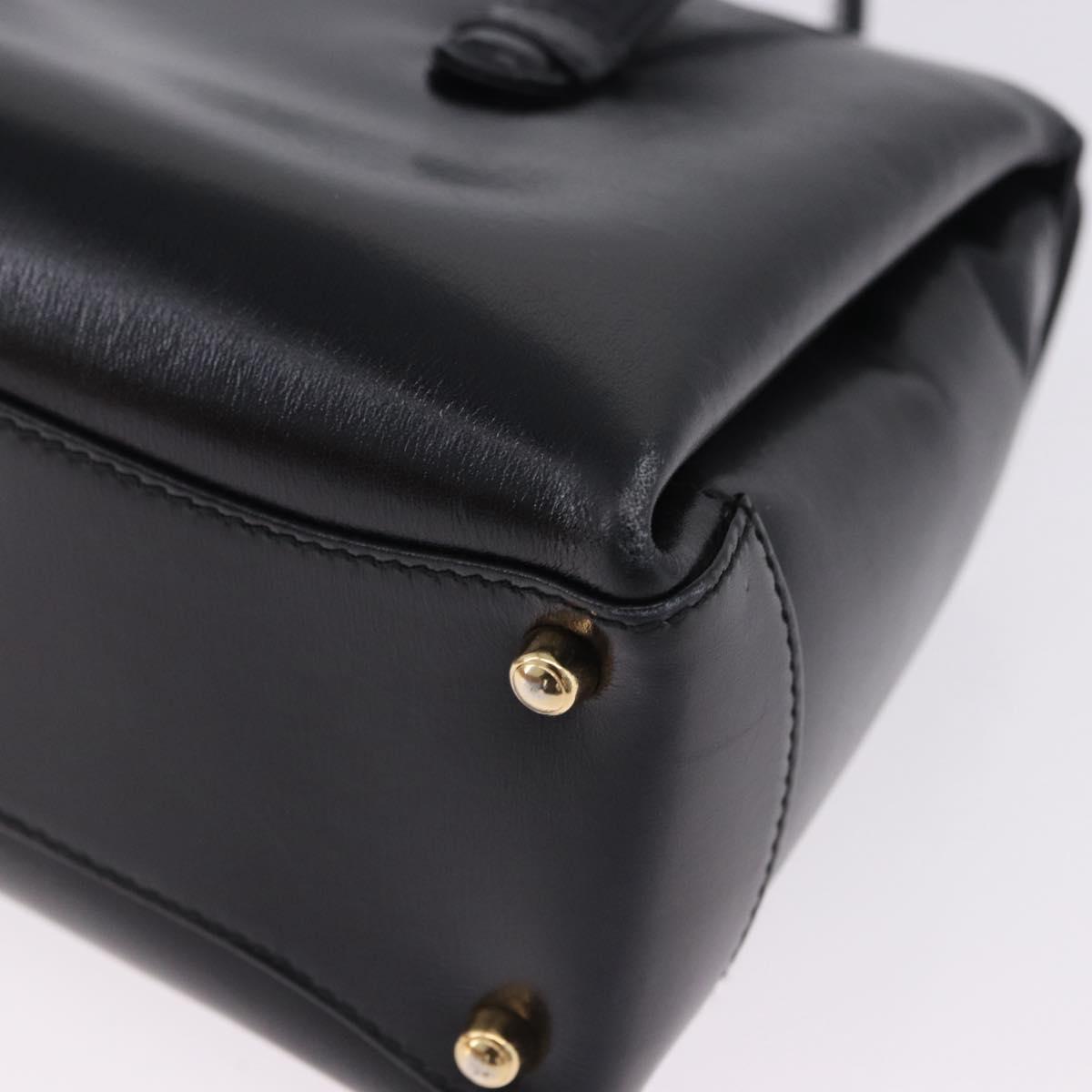 GUCCI Hand Bag Leather Outlet Black Gold 000 1448 0539 Auth 202950V