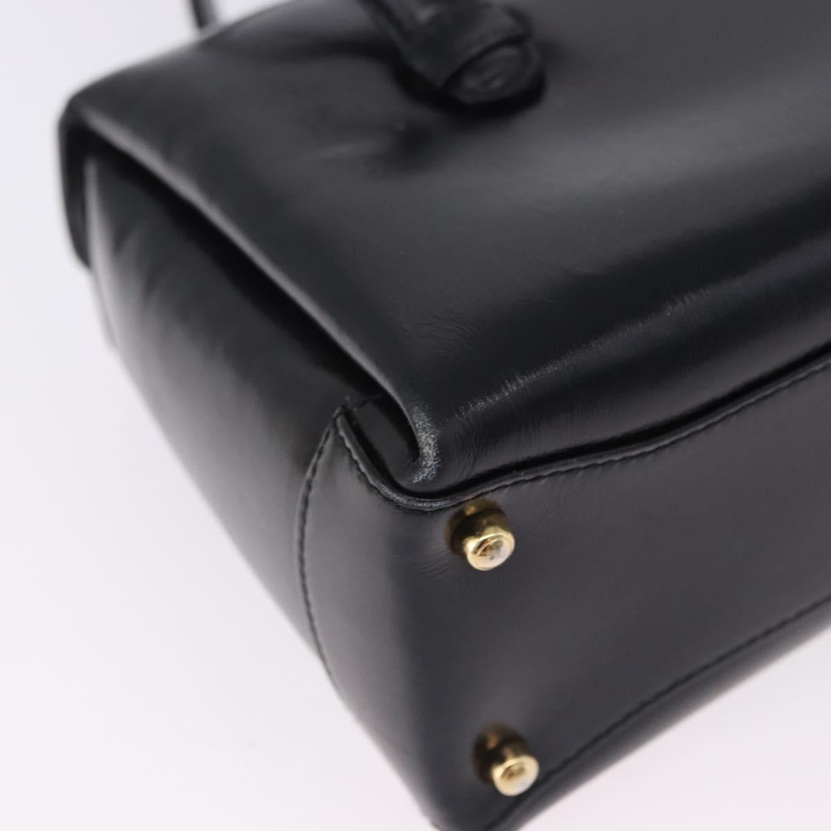 GUCCI Hand Bag Leather Outlet Black Gold 000 1448 0539 Auth 202950V
