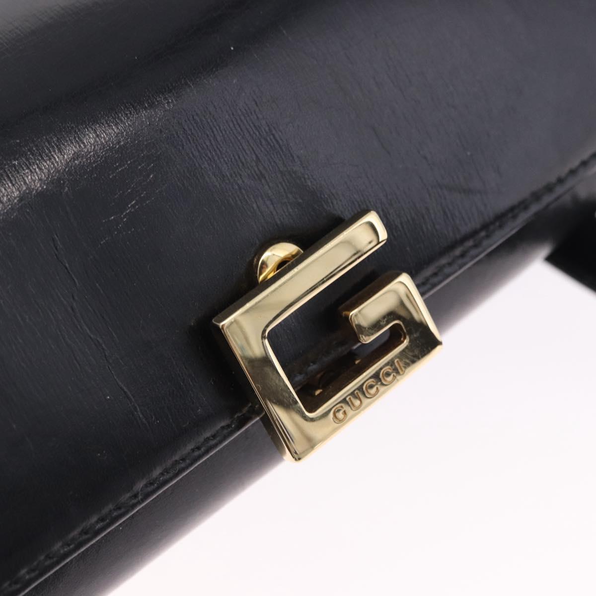 GUCCI Hand Bag Leather Outlet Black Gold 000 1448 0539 Auth 202950V