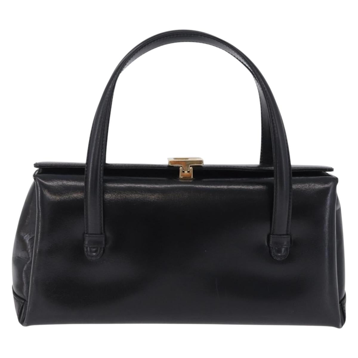 GUCCI Hand Bag Leather Outlet Black Gold 000 1448 0539 Auth 202950V