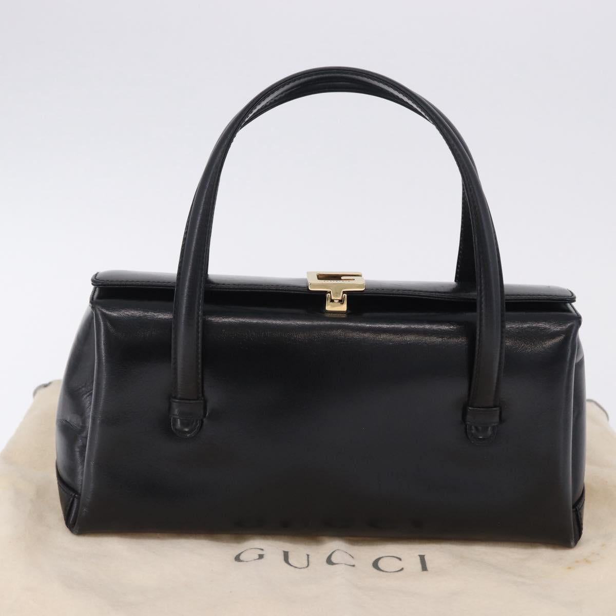 GUCCI Hand Bag Leather Outlet Black Gold 000 1448 0539 Auth 202950V