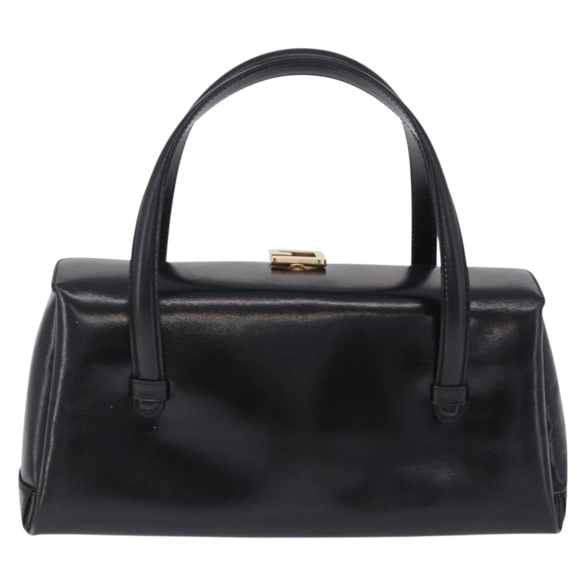 GUCCI Hand Bag Leather Outlet Black Gold 000 1448 0539 Auth 202950V
