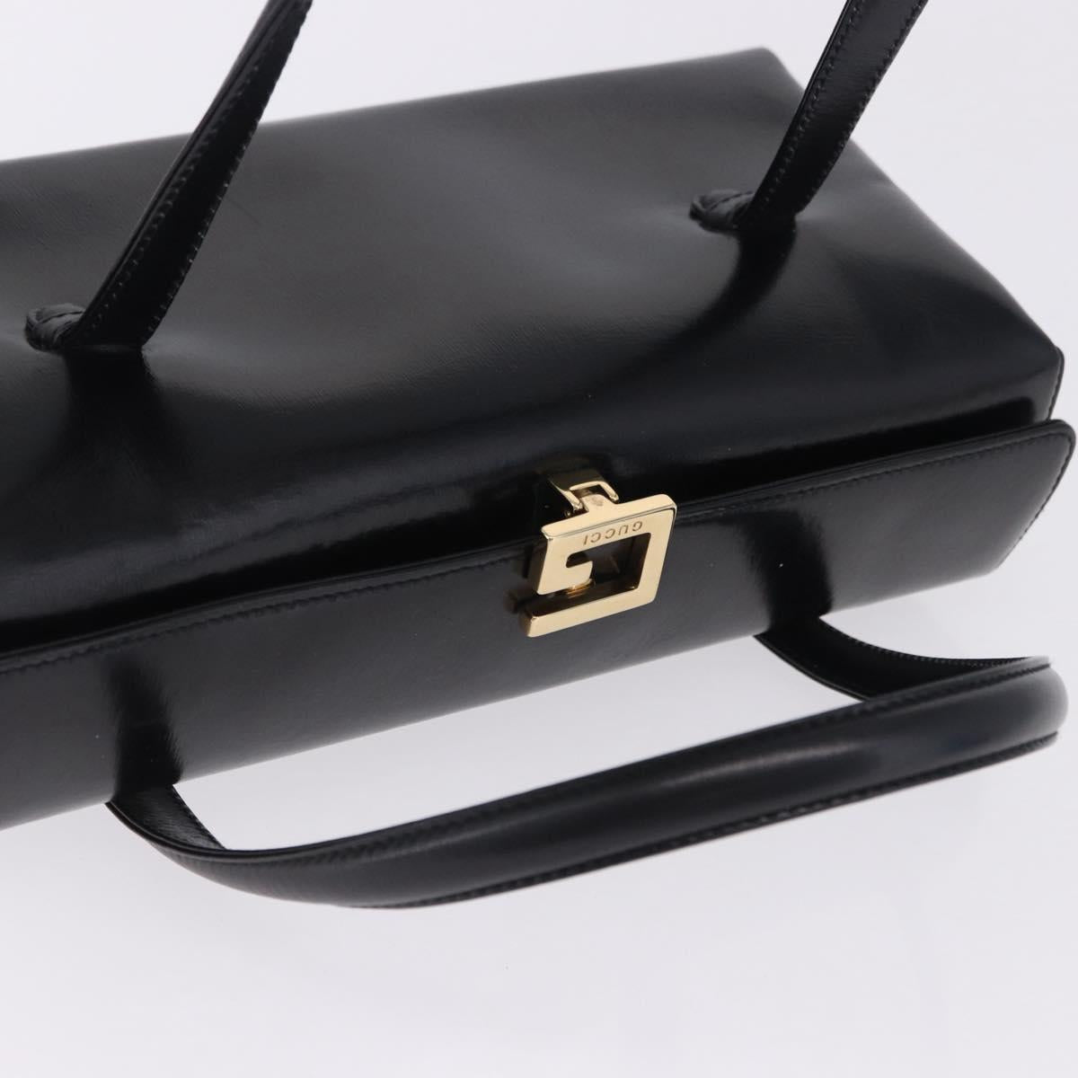 GUCCI Hand Bag Leather Outlet Black Gold 000 1448 0539 Auth 202950V