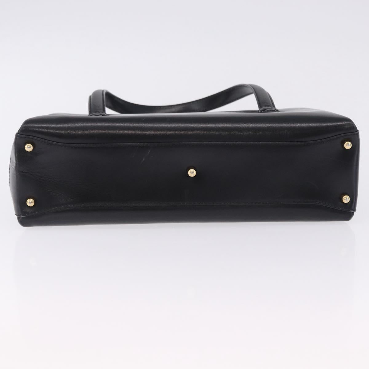 GUCCI Hand Bag Leather Outlet Black Gold 000 1448 0539 Auth 202950V