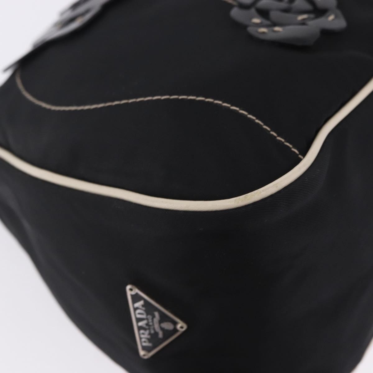 PRADA Shoulder Bag Nylon Black Silver Auth 202952V