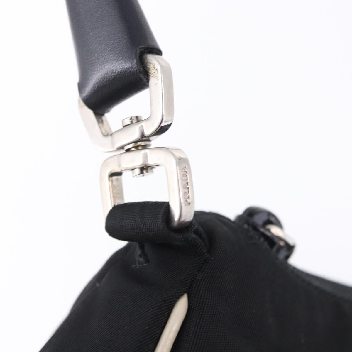 PRADA Shoulder Bag Nylon Black Silver Auth 202952V
