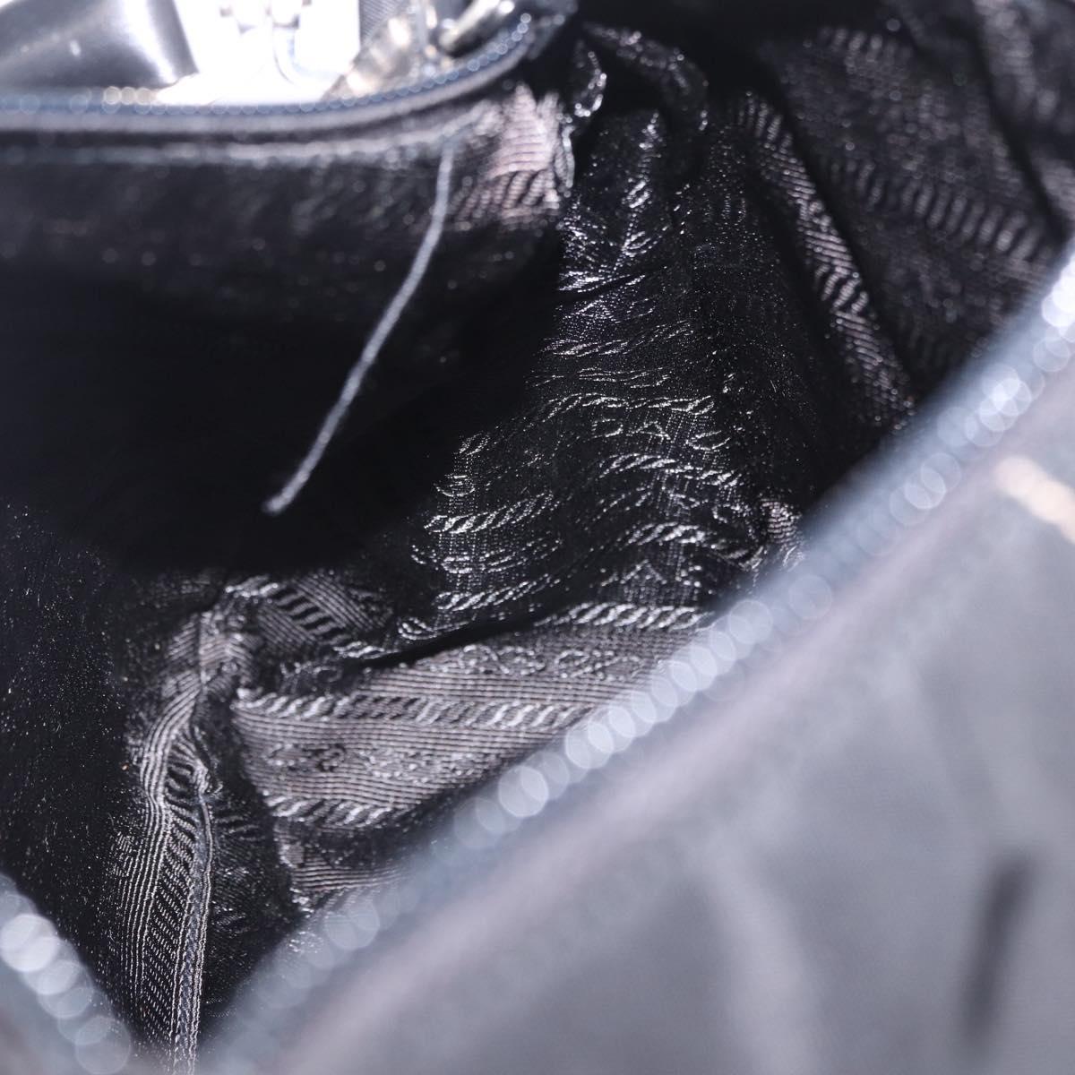 PRADA Shoulder Bag Nylon Black Silver Auth 202952V