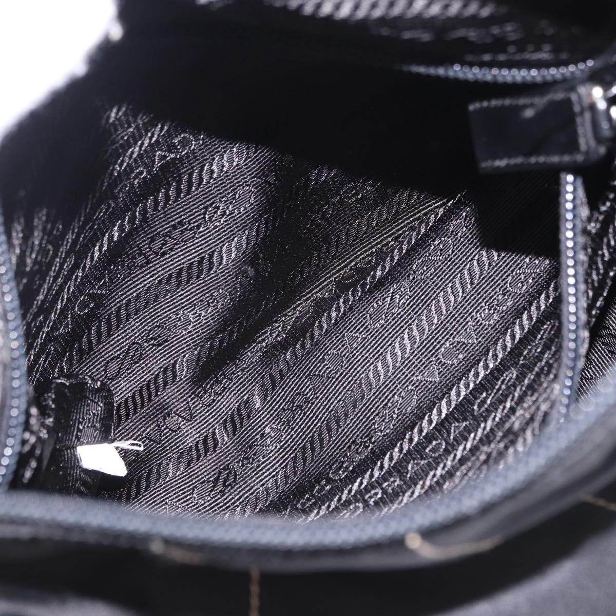 PRADA Shoulder Bag Nylon Black Silver Auth 202952V