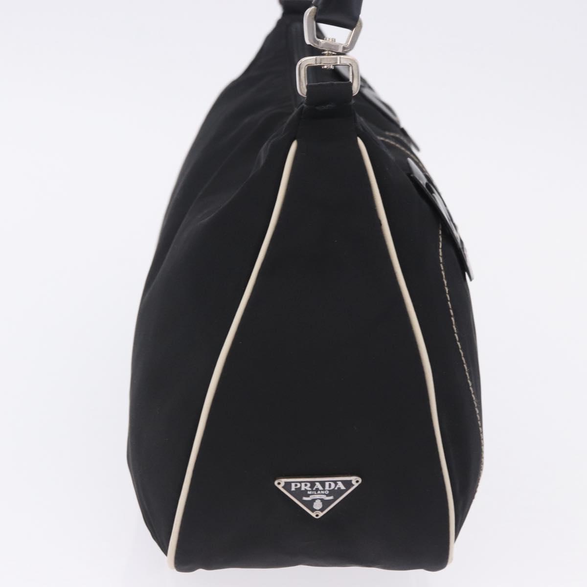 PRADA Shoulder Bag Nylon Black Silver Auth 202952V