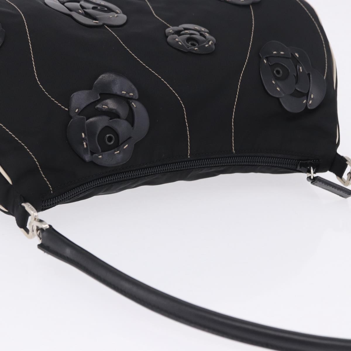 PRADA Shoulder Bag Nylon Black Silver Auth 202952V