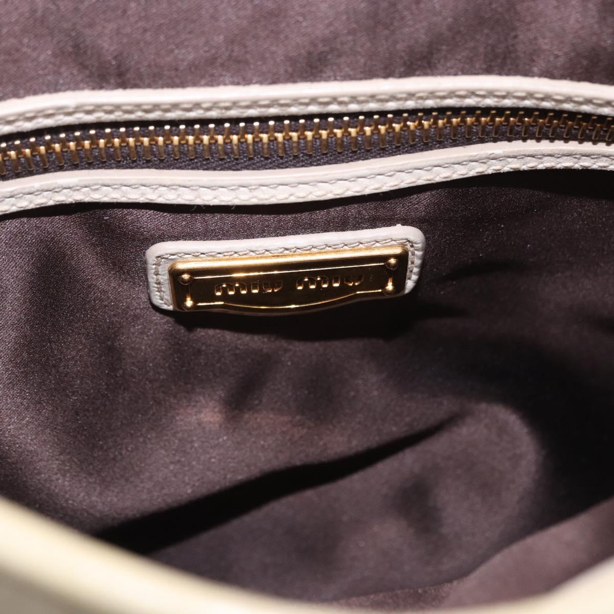 Miu Miu Matelasse Shoulder Bag Leather 2way White Gold Auth 202953V