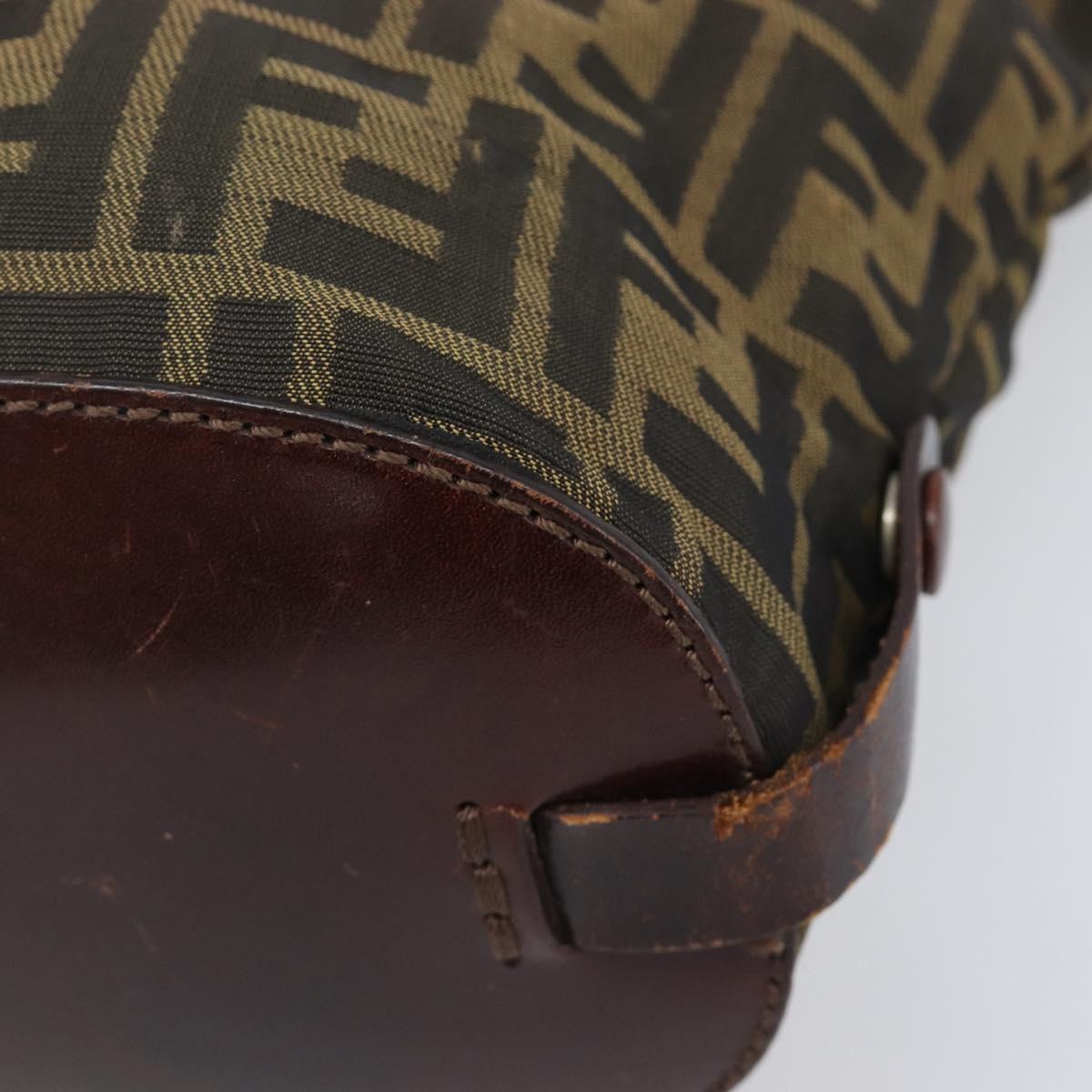 FENDI Zucca Canvas Hand Bag Black Brown Auth 202954