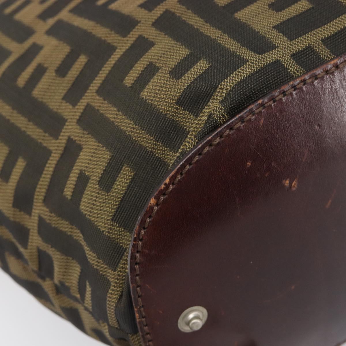 FENDI Zucca Canvas Hand Bag Black Brown Auth 202954