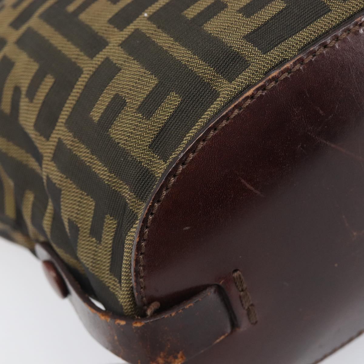 FENDI Zucca Canvas Hand Bag Black Brown Auth 202954