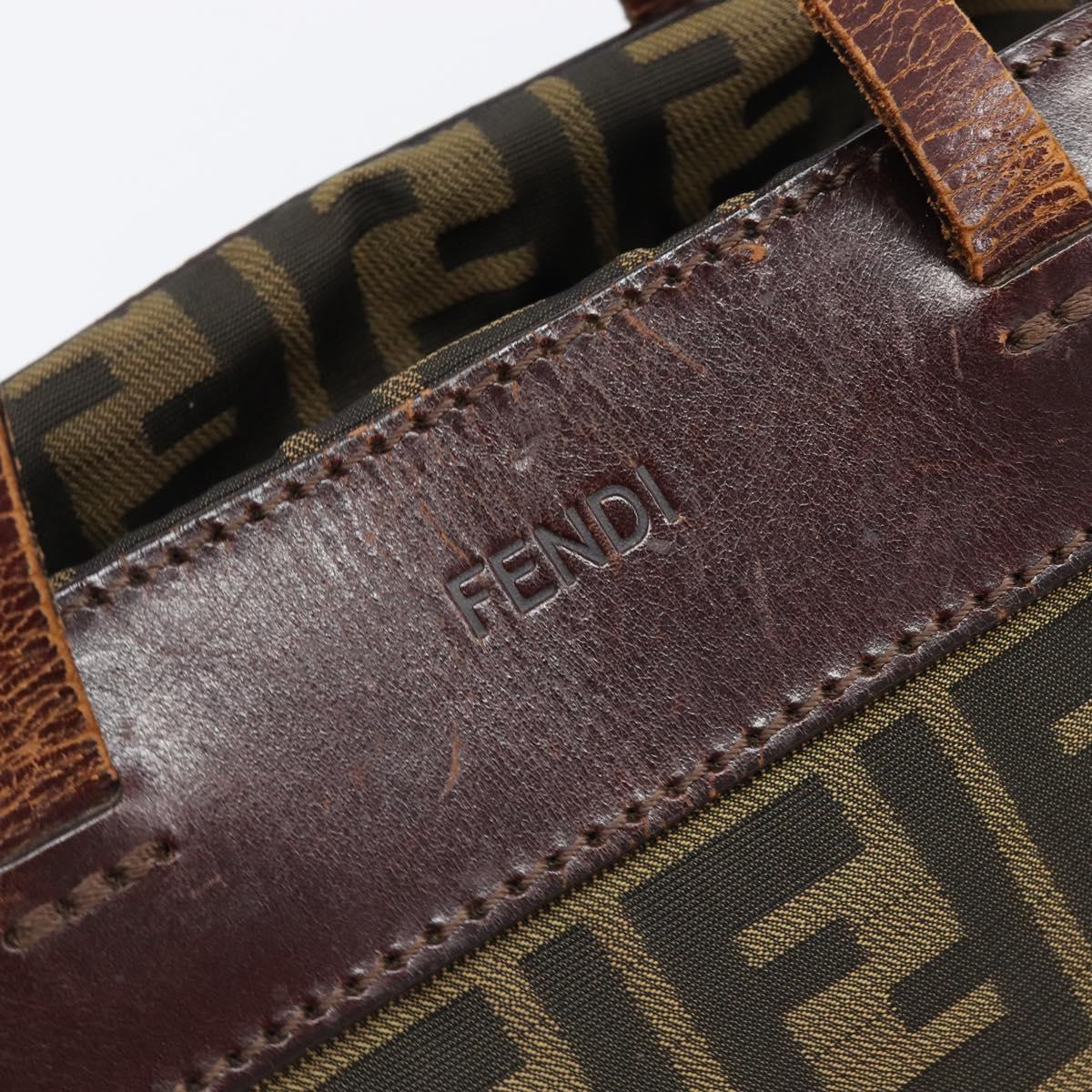 FENDI Zucca Canvas Hand Bag Black Brown Auth 202954