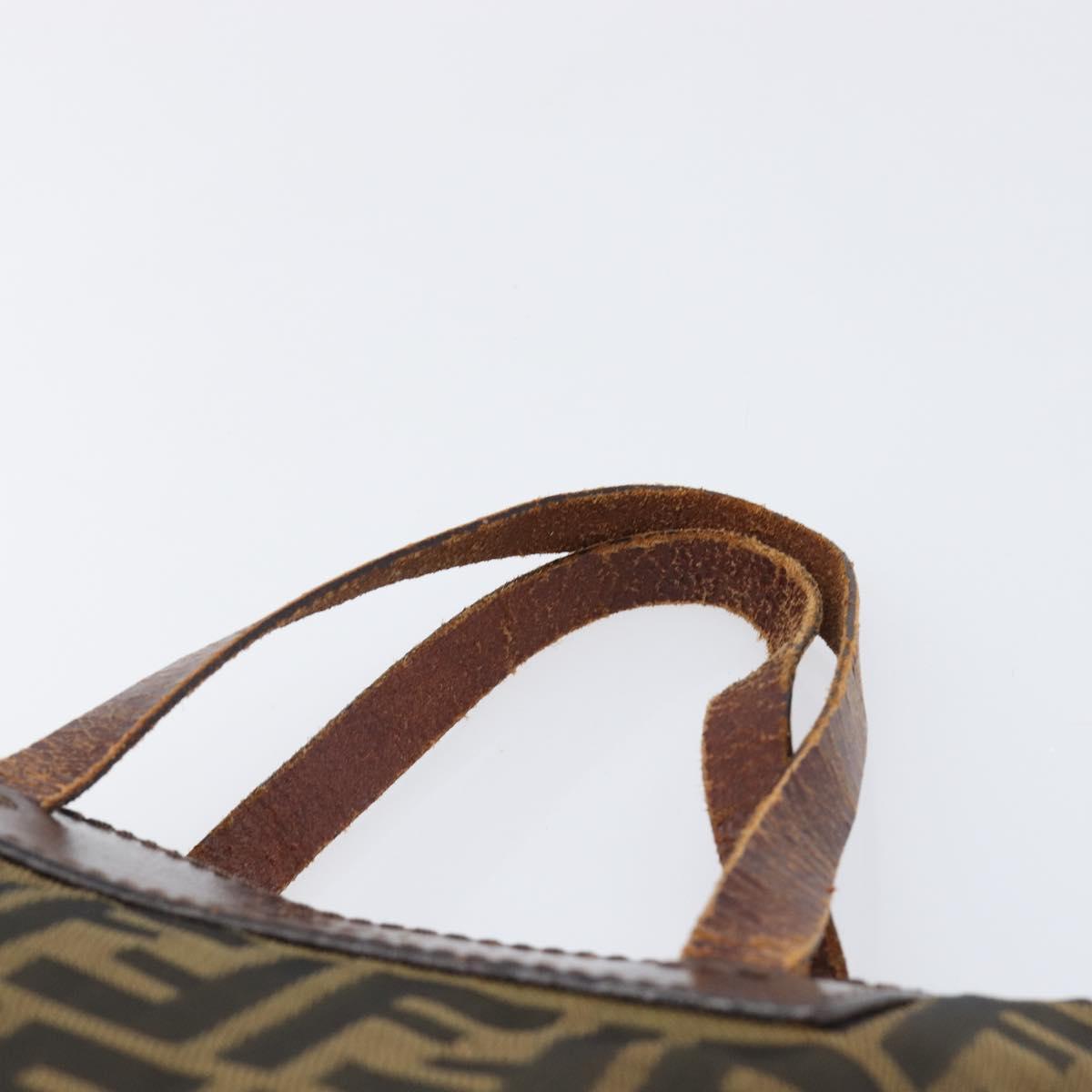 FENDI Zucca Canvas Hand Bag Black Brown Auth 202954