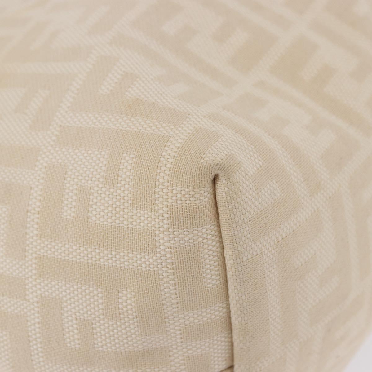 FENDI Zucca Canvas Tote Bag Ivory Silver Auth 202955