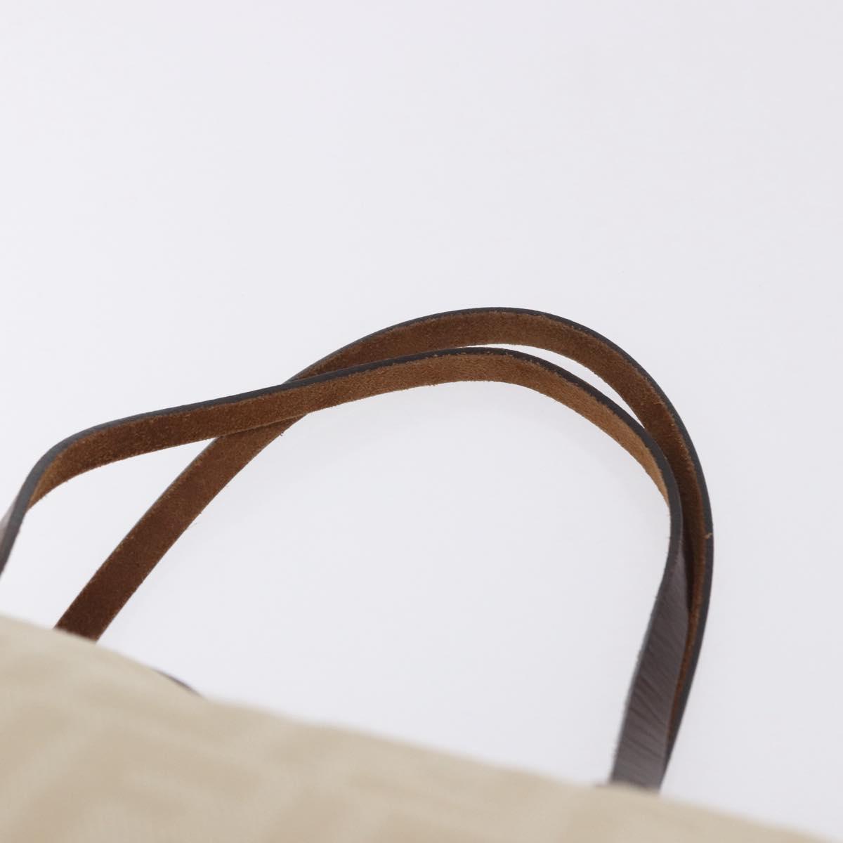 FENDI Zucca Canvas Tote Bag Ivory Silver Auth 202955