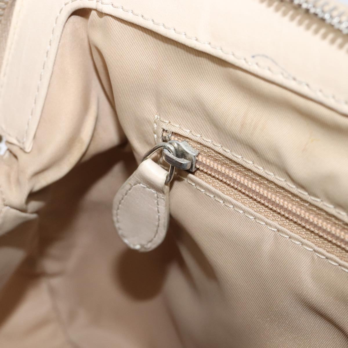 Christian Dior Trotter Canvas Romantic Hand Bag PVC Beige Silver Auth 202956