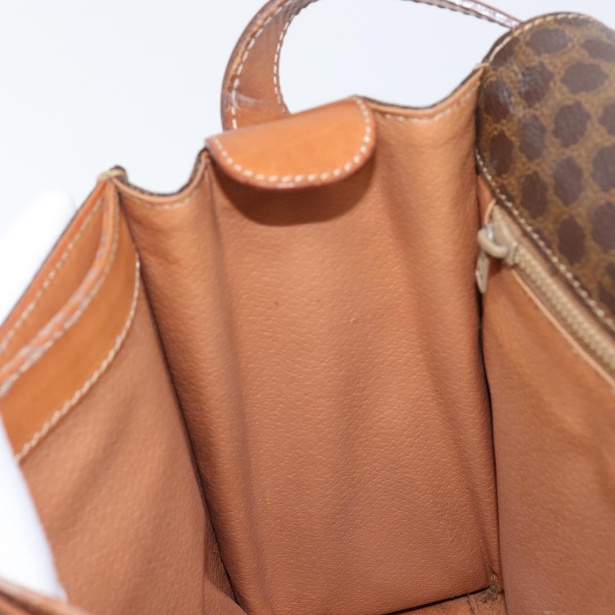 CELINE Macadam Canvas Circle Shoulder Bag PVC Leather Brown Gold Auth 202958