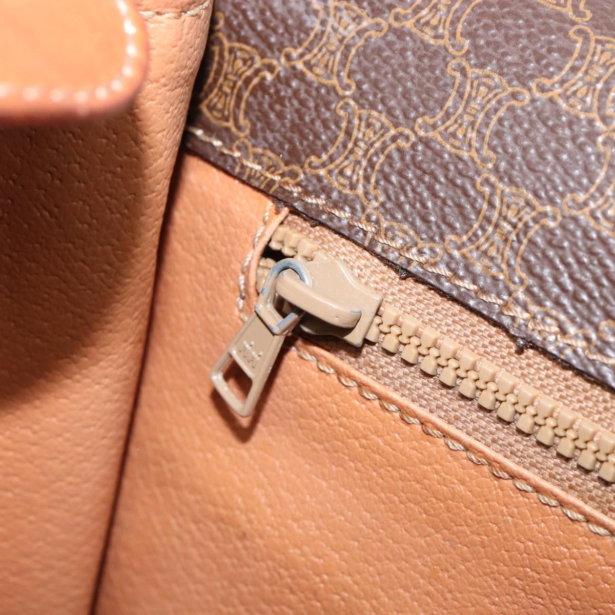 CELINE Macadam Canvas Circle Shoulder Bag PVC Leather Brown Gold Auth 202958