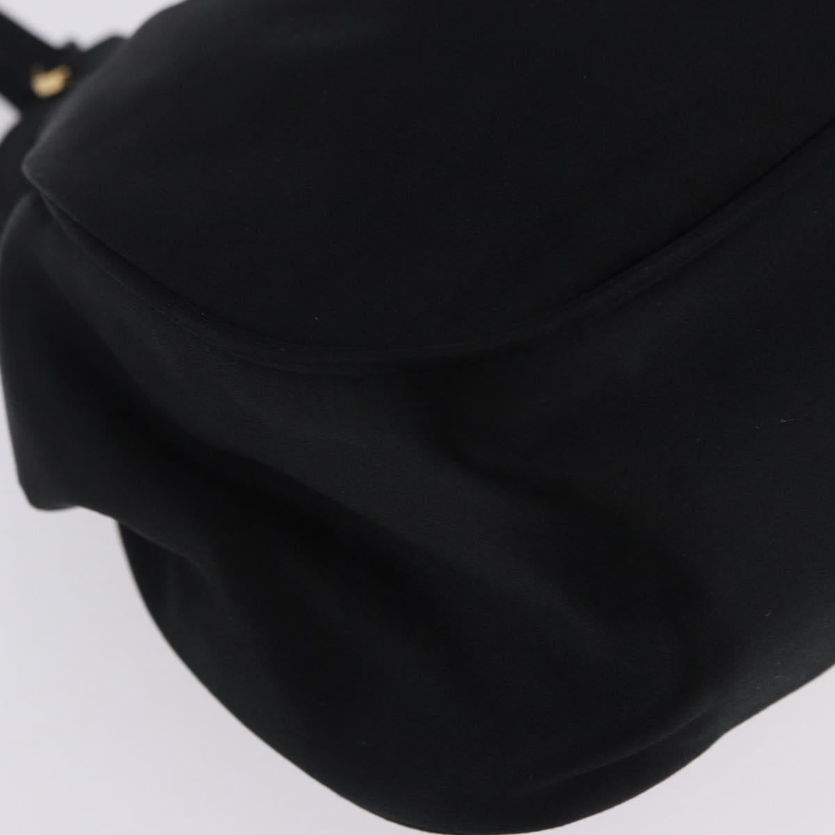 PRADA Hand Bag Satin Black Gold Auth 202959A