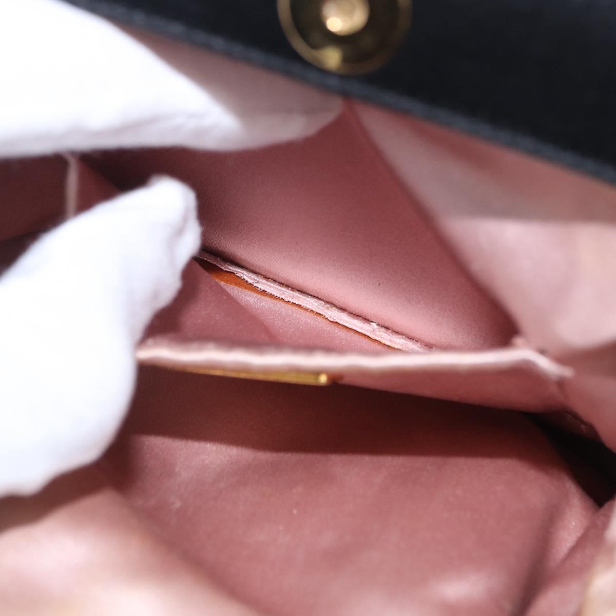 PRADA Hand Bag Satin Black Gold Auth 202959A