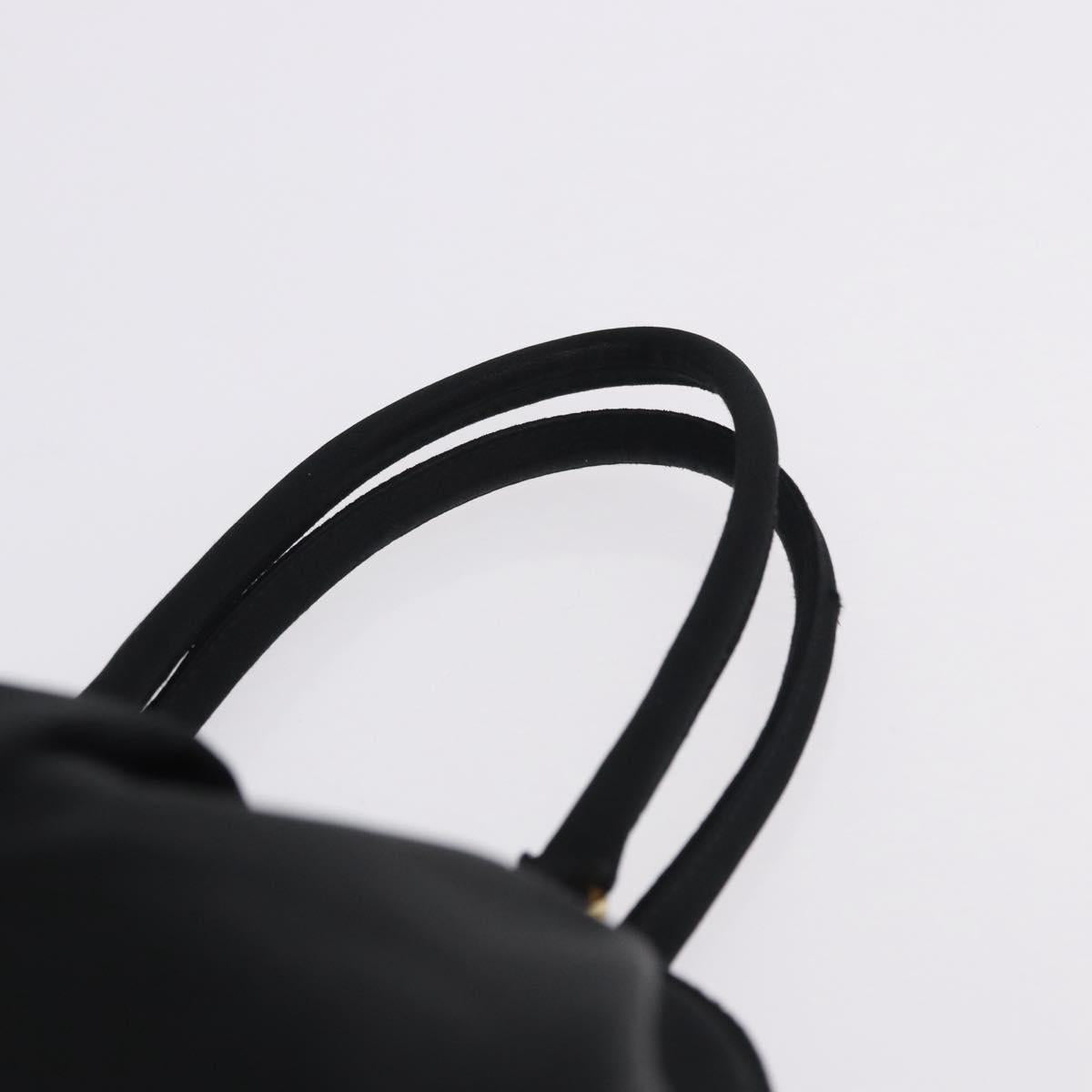 PRADA Hand Bag Satin Black Gold Auth 202959A