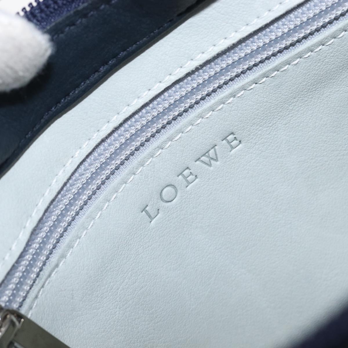 LOEWE Shoulder Bag Suede Light Blue Silver Auth 202960A