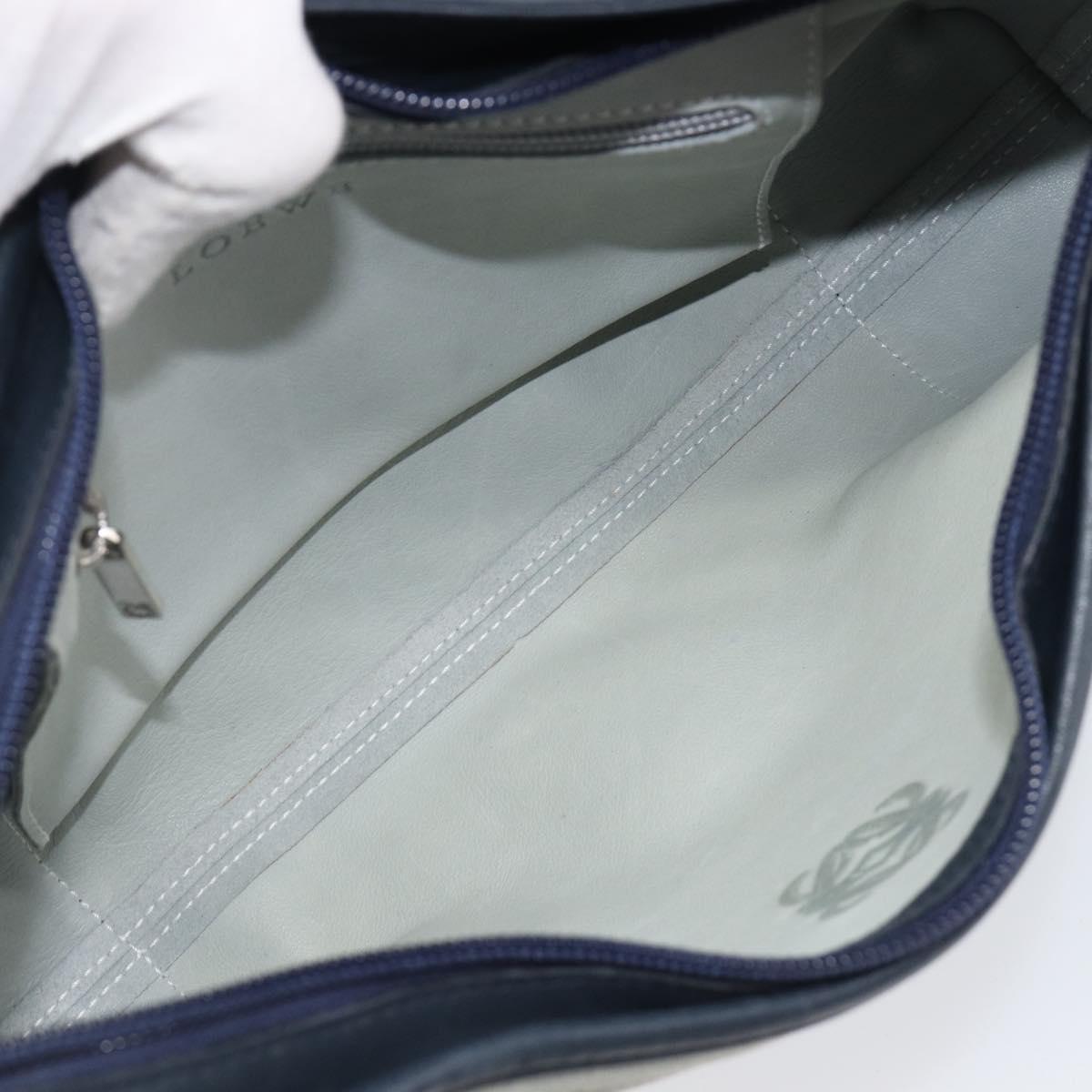 LOEWE Shoulder Bag Suede Light Blue Silver Auth 202960A