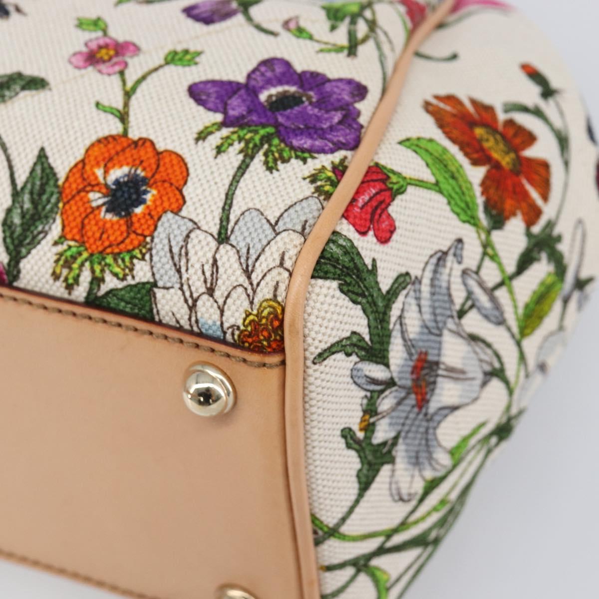 GUCCI New Jackie Flora Shoulder Bag Canvas Multicolor Gold 145819 Auth 202962V