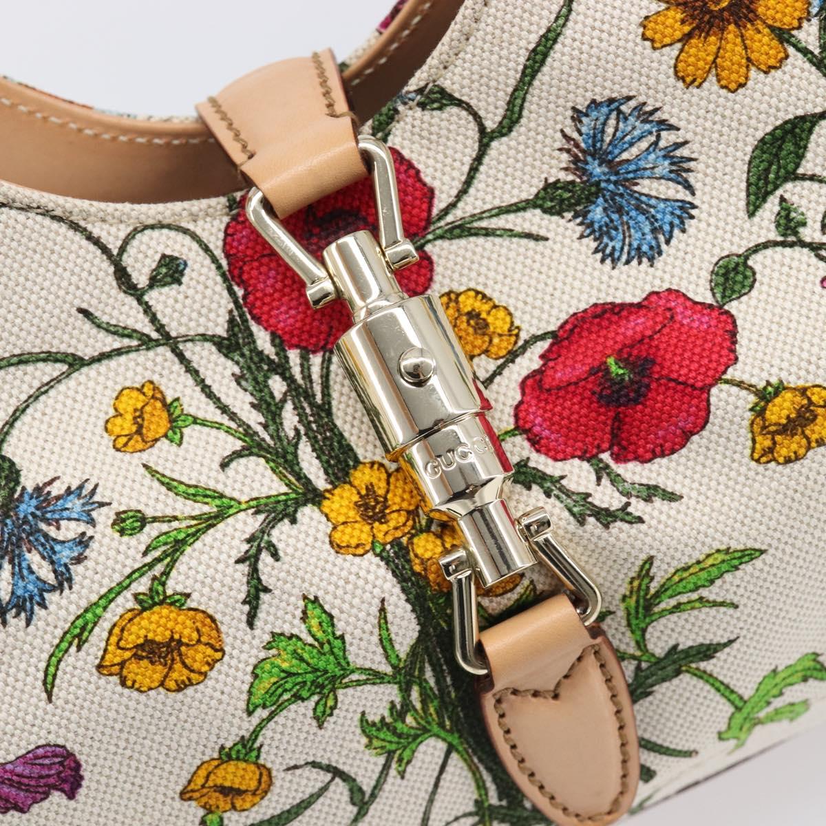GUCCI New Jackie Flora Shoulder Bag Canvas Multicolor Gold 145819 Auth 202962V