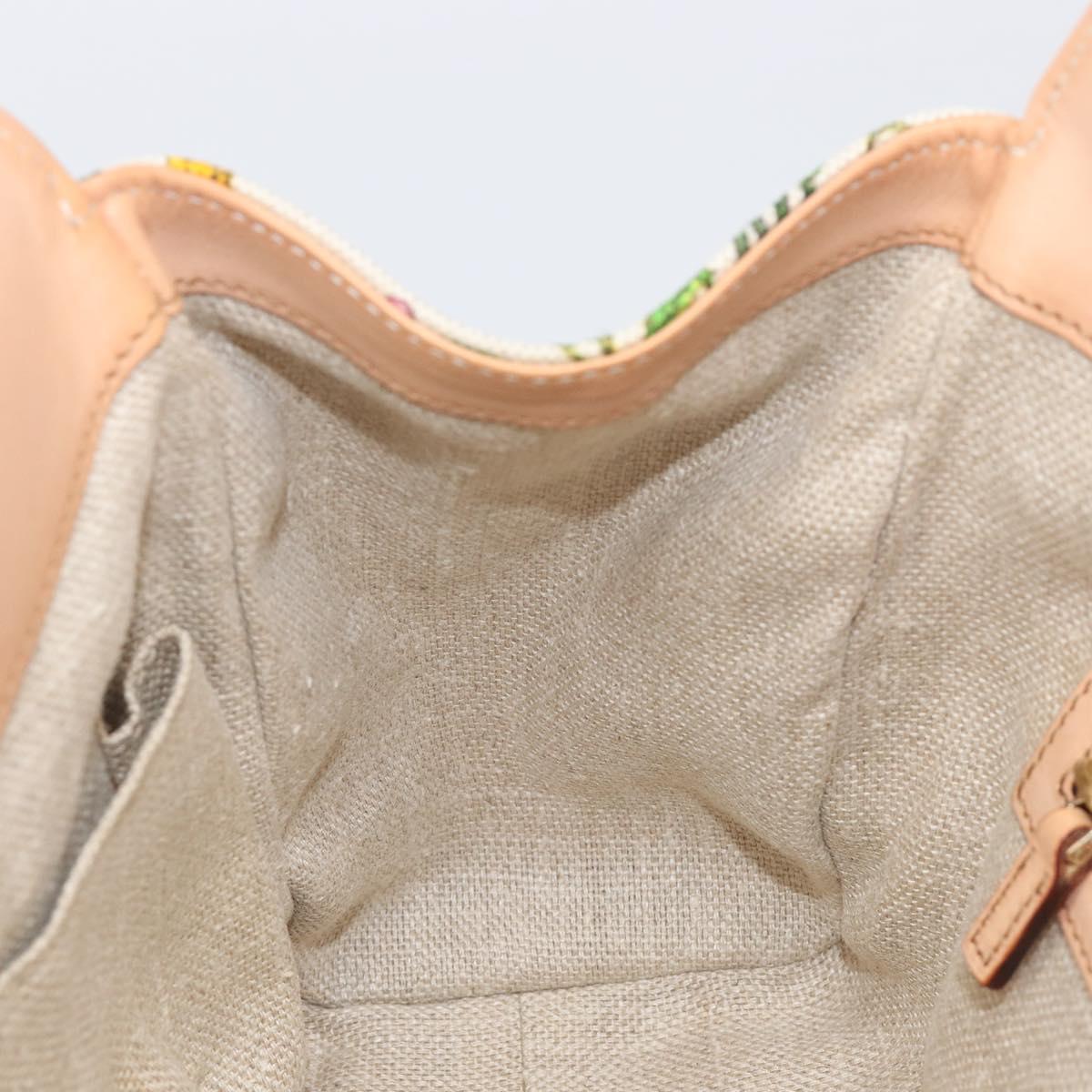 GUCCI New Jackie Flora Shoulder Bag Canvas Multicolor Gold 145819 Auth 202962V