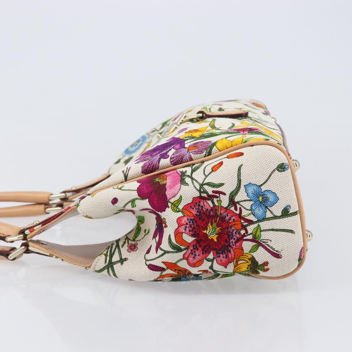 GUCCI New Jackie Flora Shoulder Bag Canvas Multicolor Gold 145819 Auth 202962V