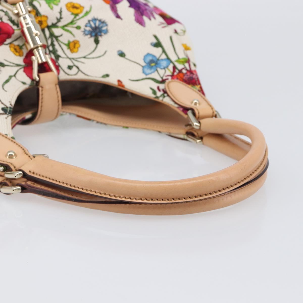 GUCCI New Jackie Flora Shoulder Bag Canvas Multicolor Gold 145819 Auth 202962V