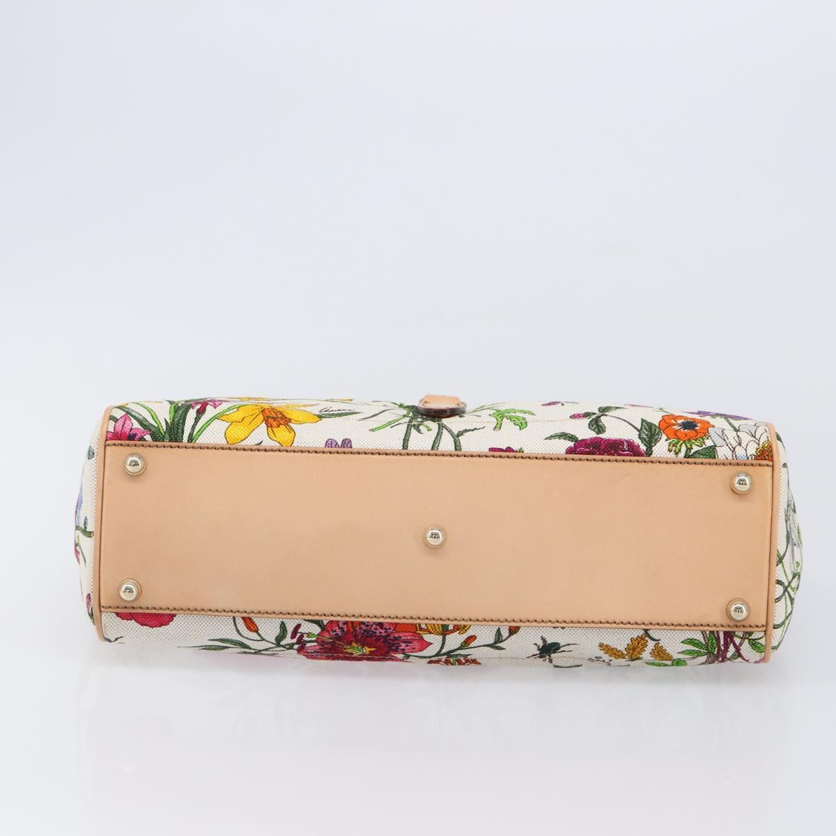 GUCCI New Jackie Flora Shoulder Bag Canvas Multicolor Gold 145819 Auth 202962V