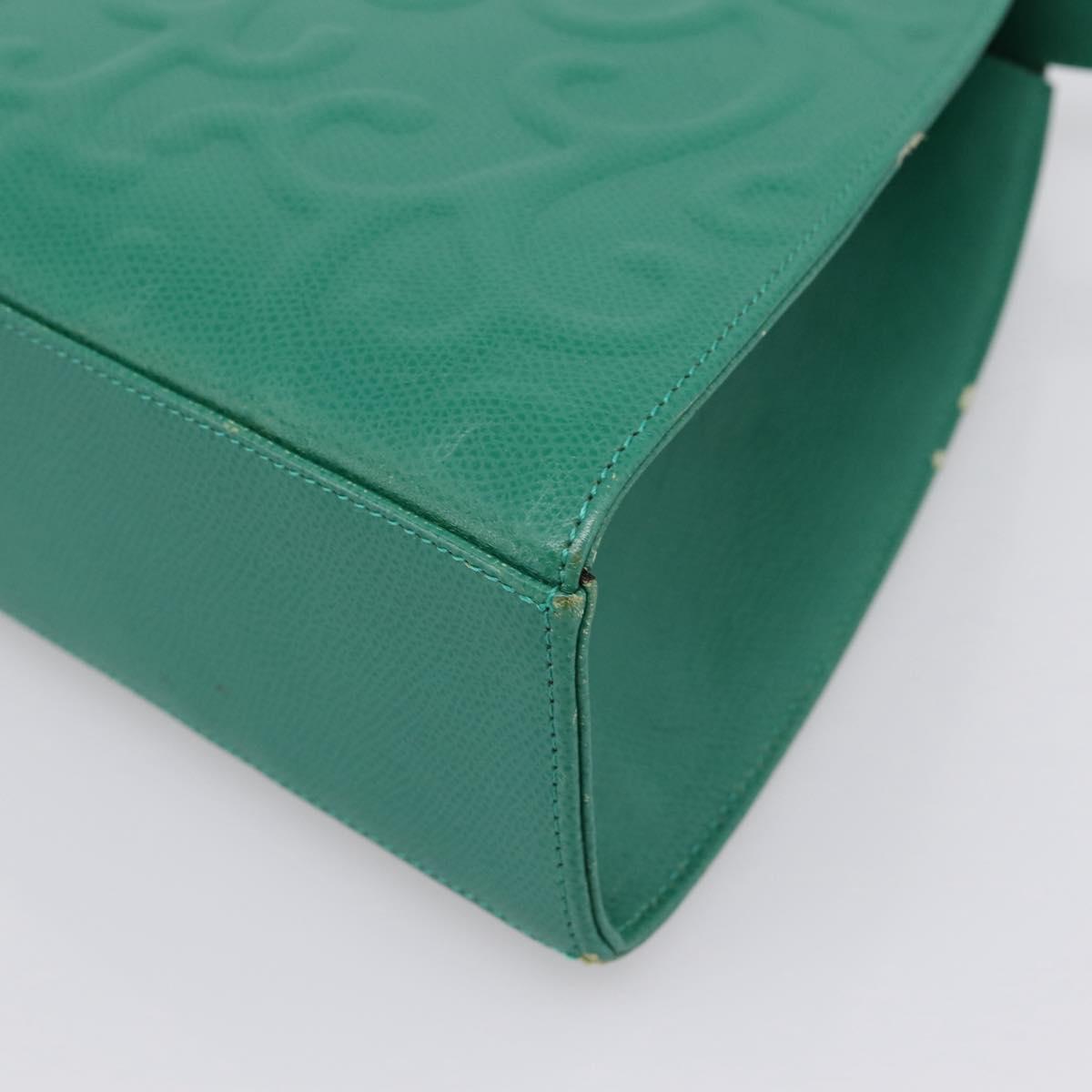 SAINT LAURENT Shoulder Bag Leather Green Gold Tone Auth 202964
