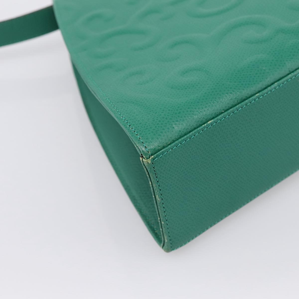 SAINT LAURENT Shoulder Bag Leather Green Gold Tone Auth 202964