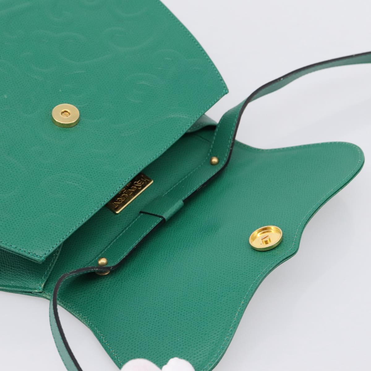 SAINT LAURENT Shoulder Bag Leather Green Gold Tone Auth 202964